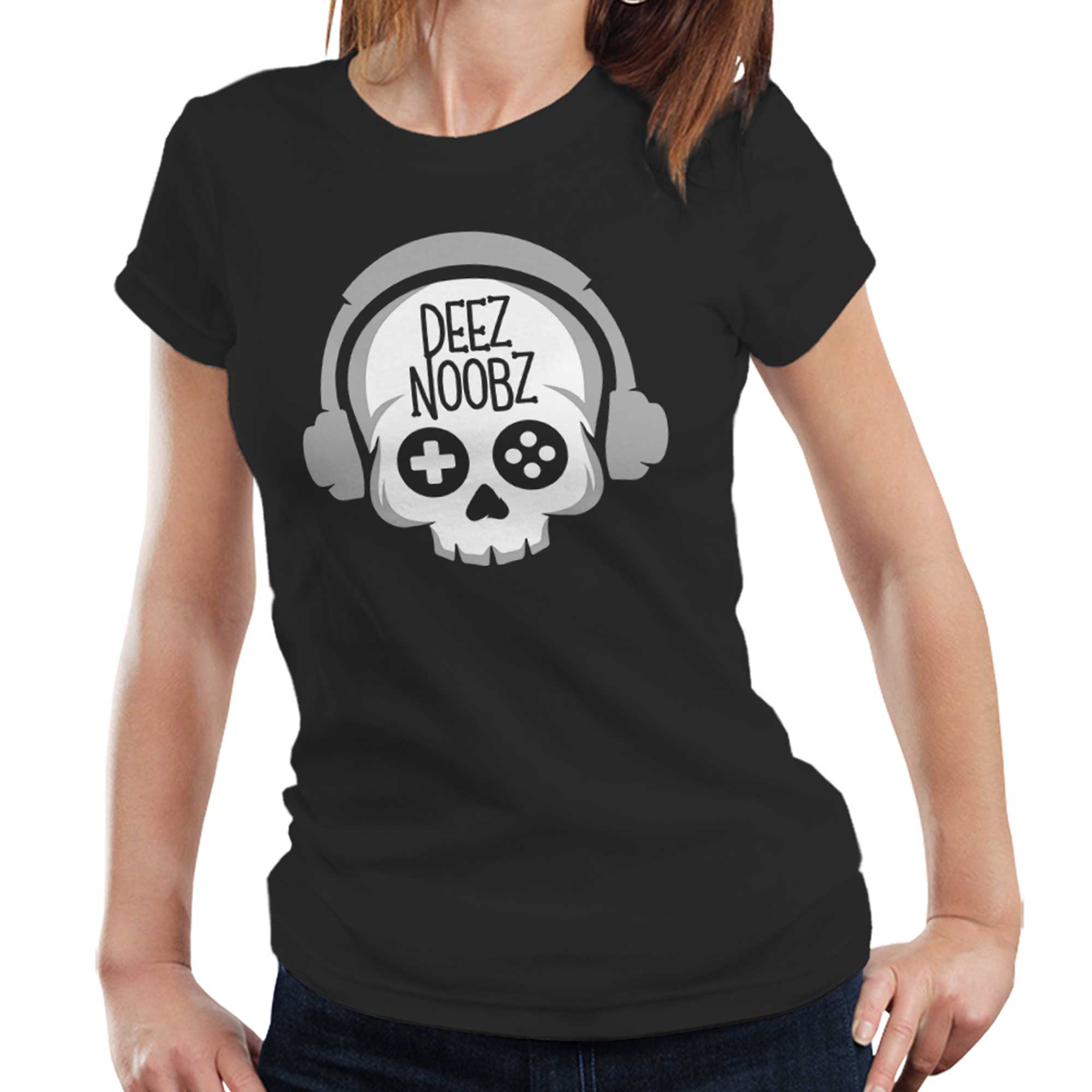 Deez Noobz Skull Ladies T Shirt