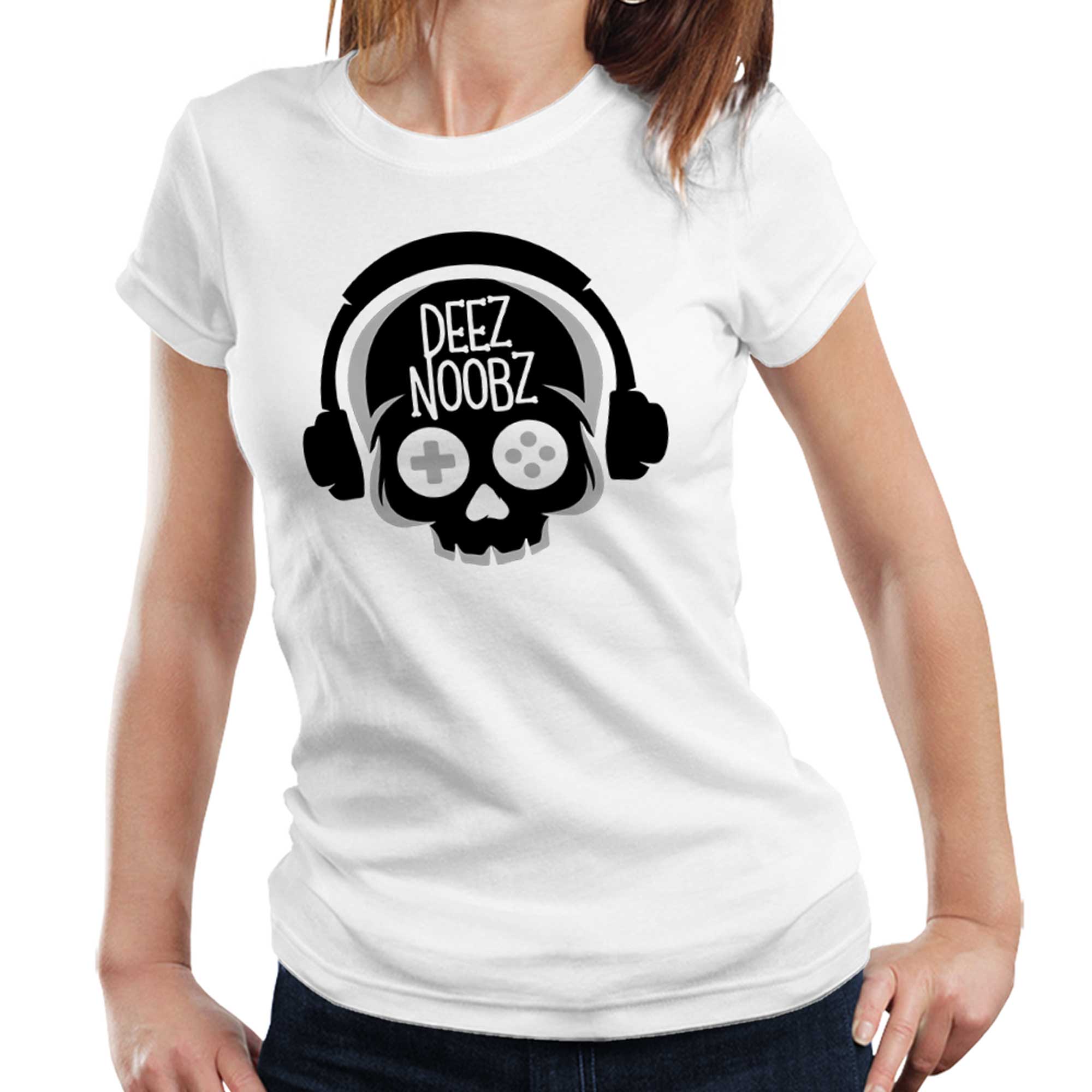 Deez Noobz Skull Ladies T Shirt