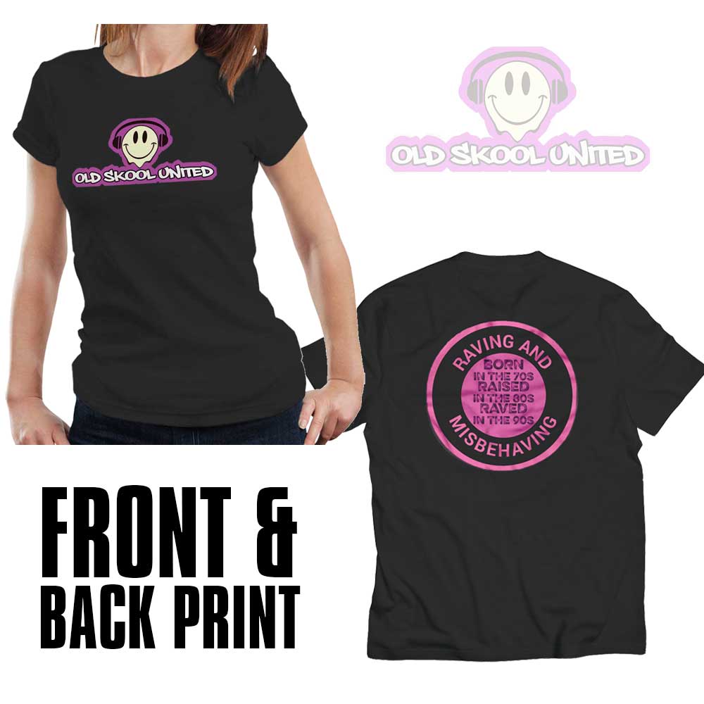 Old Skool United Born In The 70's Front & Back Ladies T Shirt