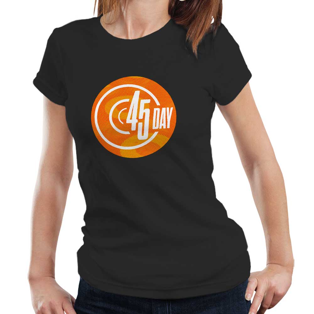 45 Day Orange Logo Ladies T Shirt